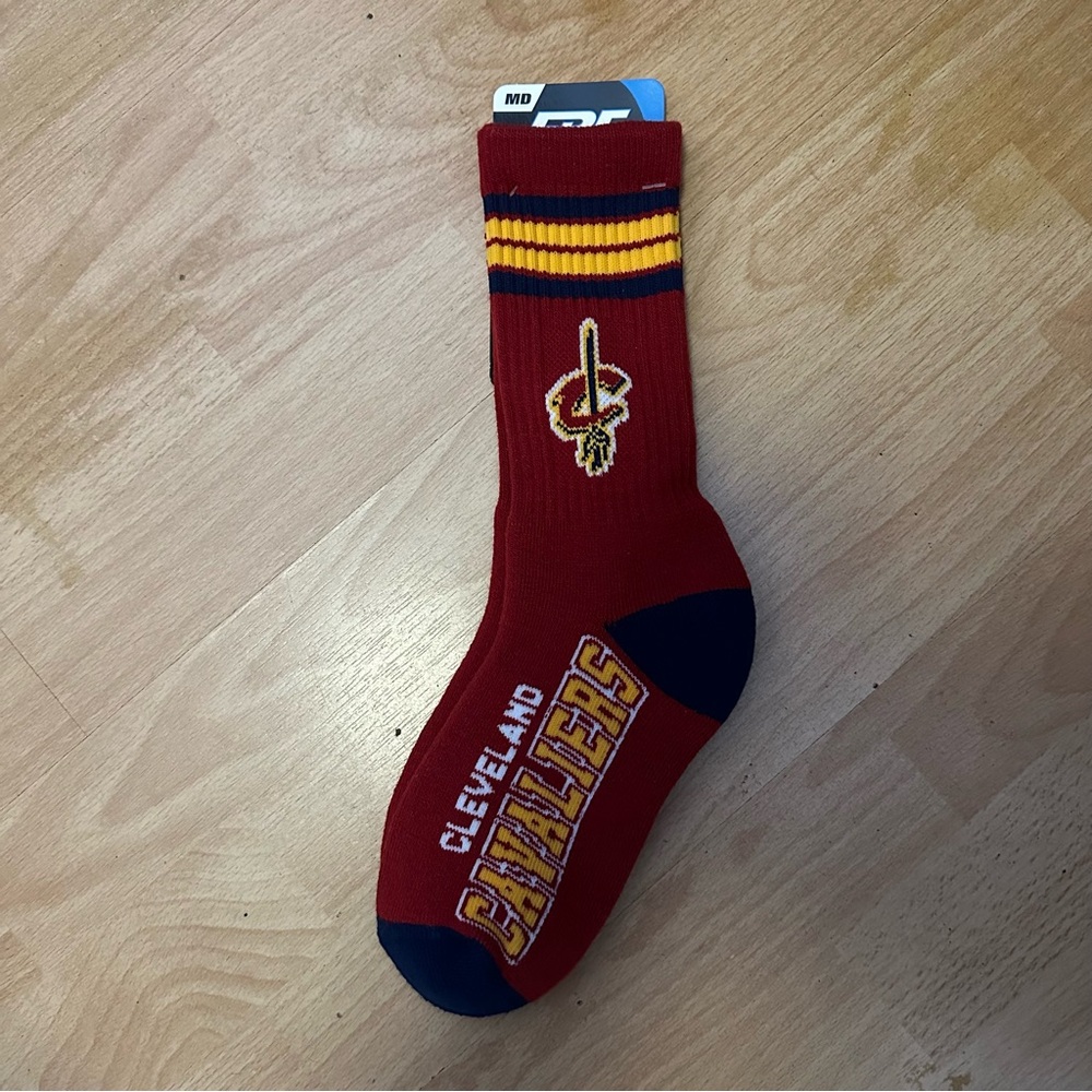 Brand New Cleveland Cavaliers 4 Stripe Red and Yellow Crew Socks